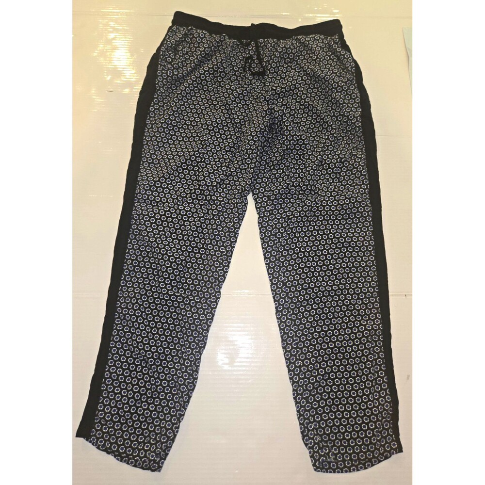 Roz & Ali Women’s S Geometric Knit Straight Leg Drawstring Pants